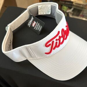 Titleist White Cap with Red Embroidery Visor
